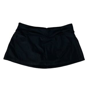 Athleta Black Ruched Waist Swim Skirt with Built-In Briefs Small Style #964883